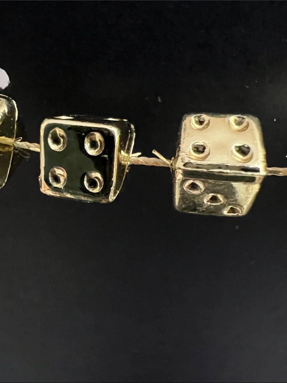 Vintage Gold Tone Dice Cubes Necklace - Novelty - Long